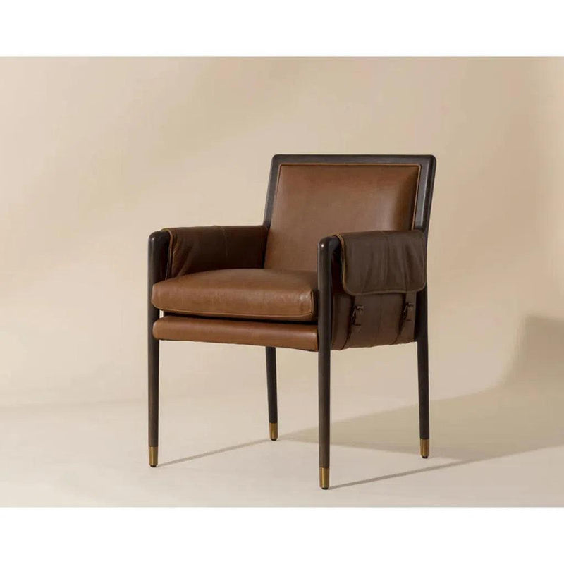 Mauti Leather Upholstered Modern Dining Armchair