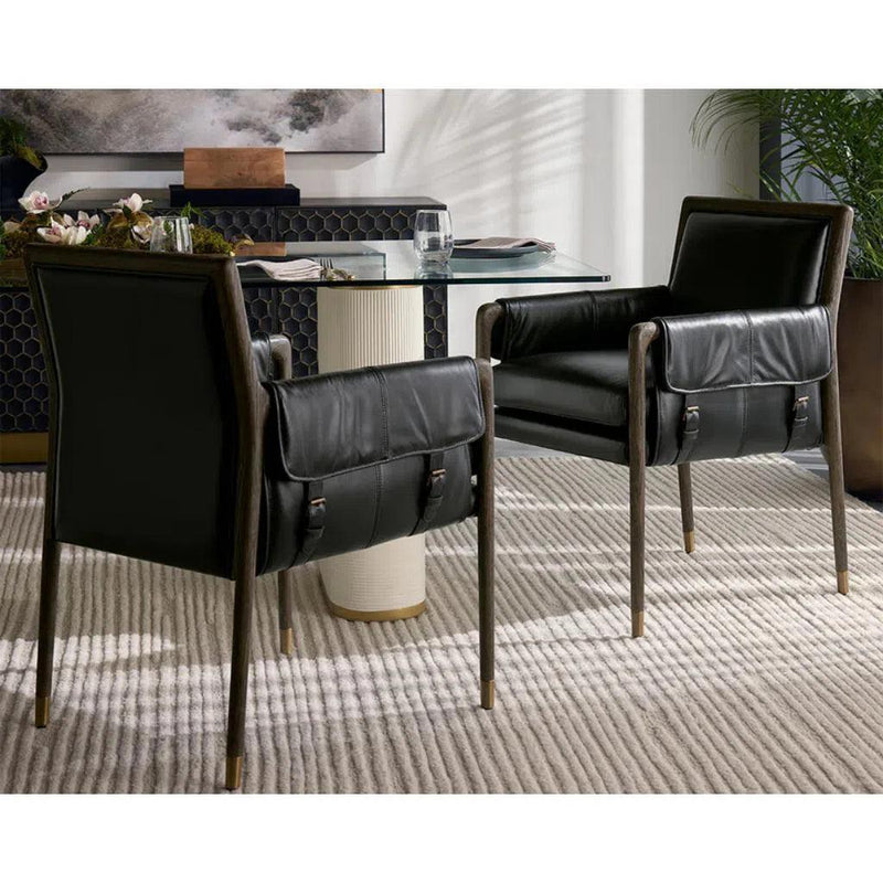 Mauti Leather Upholstered Modern Dining Armchair