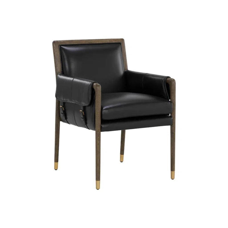 Mauti Leather Upholstered Modern Dining Armchair