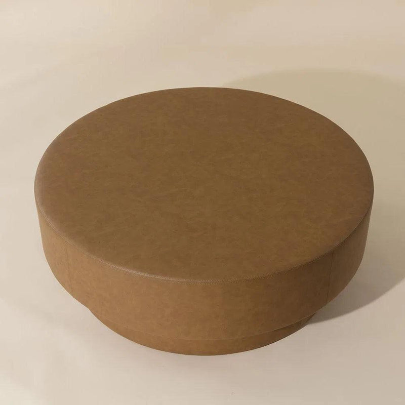 Arlo Ottoman Milliken Cognac Modern Faux Leather Design