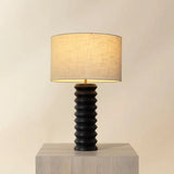 Modern Oletto Table Lamp With Beige Shade And Black Base