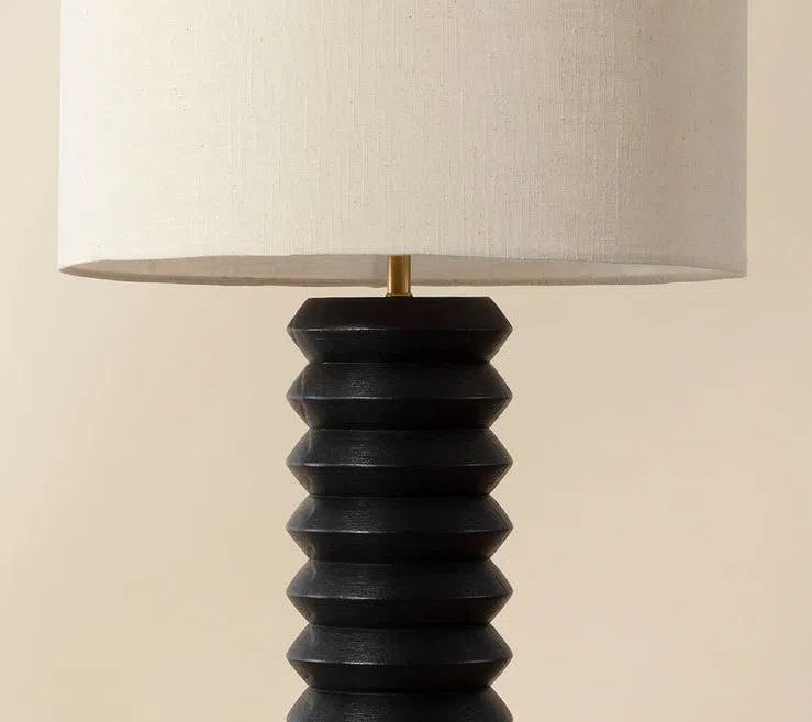 Modern Oletto Table Lamp With Beige Shade And Black Base