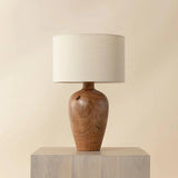 Noboli Table Lamp with Acacia Wood Base and Linen Shade