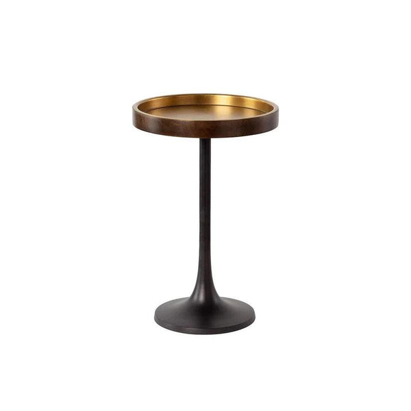 Tekoa End Table: Elegant Antique Brass and Wood Finish