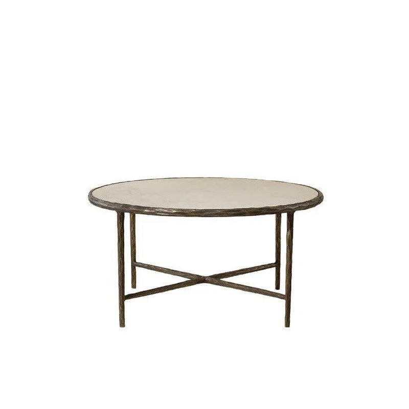 Riyaz Coffee Table Marble Top With Antique Brass Base