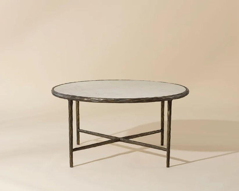 Riyaz Coffee Table Marble Top With Antique Brass Base