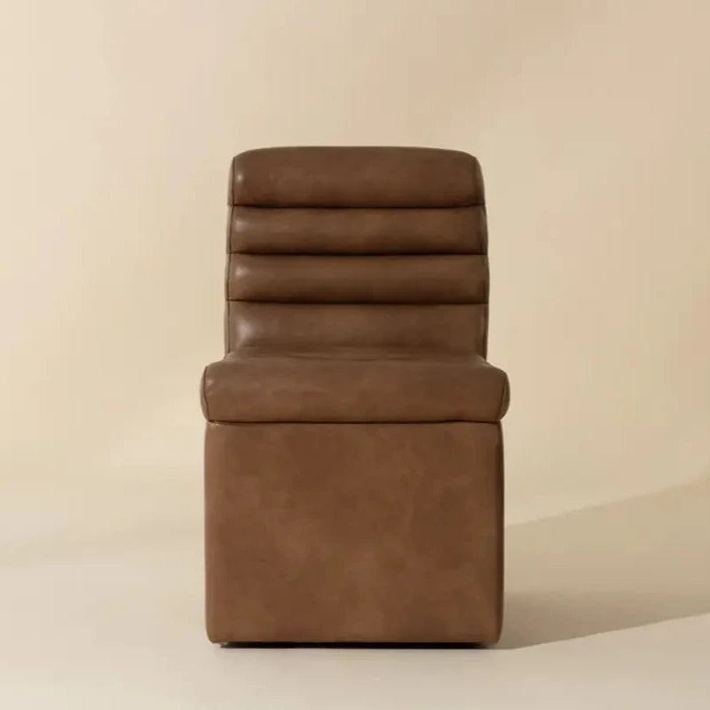 Norm Leather Upholstered Wheeled Dining Chair