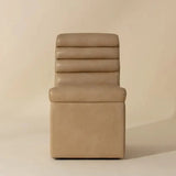 Norm Leather Upholstered Wheeled Dining Chair