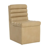 Norm Leather Upholstered Wheeled Dining Chair