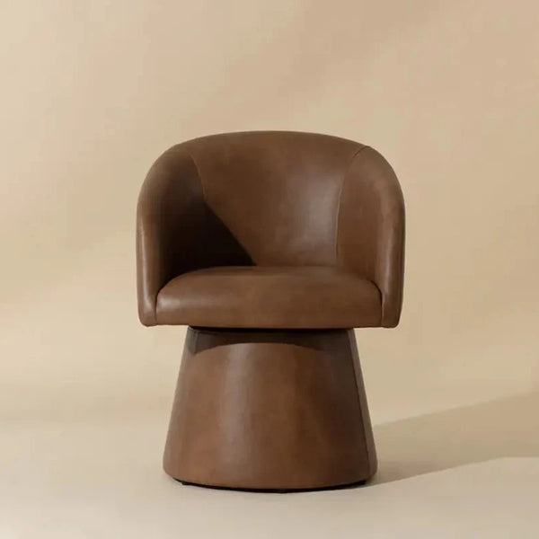 Etta Leather Upholstered Swivel Dining Armchair