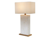 Rovira Table Lamp With Alabaster Base And Linen Shade