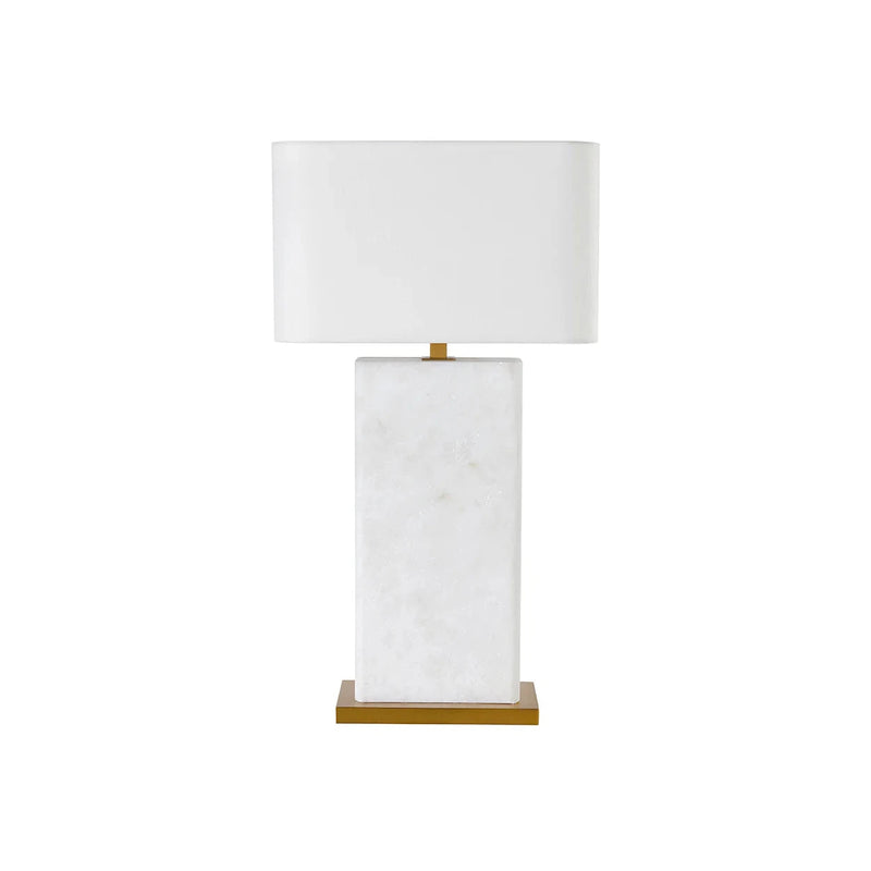 Rovira Table Lamp With Alabaster Base And Linen Shade