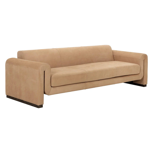 Romer Sofa Distressed Brown Nubuck Tan Leather Modern Design