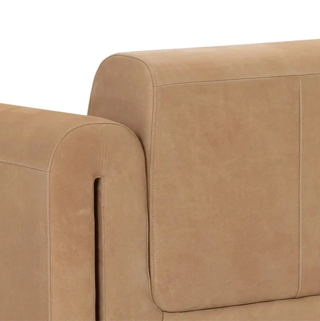 Romer Sofa Distressed Brown Nubuck Tan Leather Modern Design