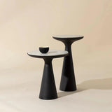 Chizu Nesting End Tables Marble Top Bronze Base Set