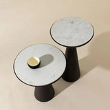 Chizu Nesting End Tables Marble Top Bronze Base Set