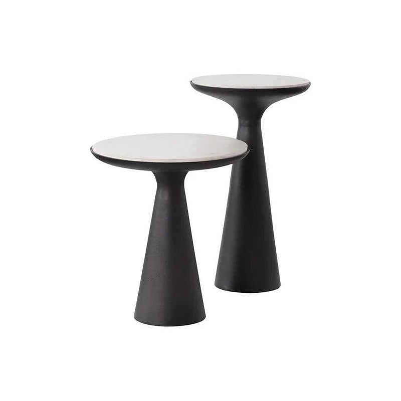 Chizu Nesting End Tables Marble Top Bronze Base Set