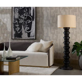 Capo Floor Lamp With Black Sculpted Base And Linen Shade