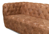 112" Long Tufted Leather Stanley Sofa Tan-Sofas & Loveseats-Sarreid-LOOMLAN