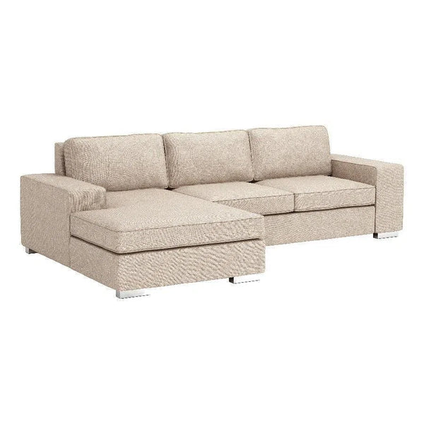 113" Wide and 67" Deep Durable PolyesterBrickell Sectional Beige Sectionals LOOMLAN By Zuo Modern