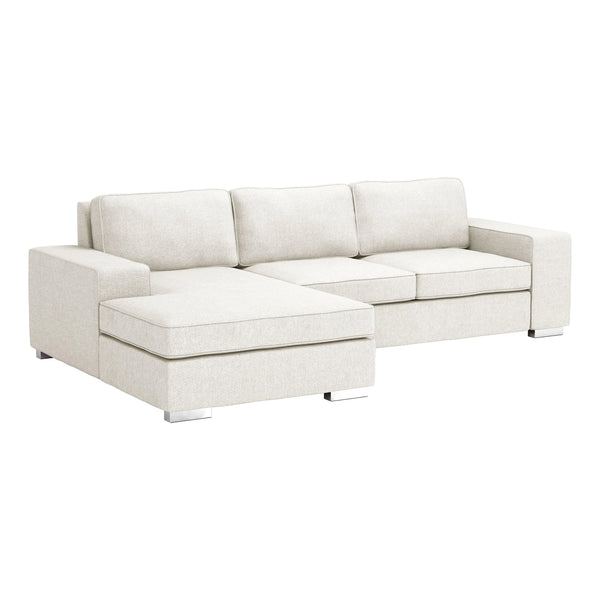 113" Wide and 67" Deep Durable PolyesterBrickell Sectional White Sectionals LOOMLAN By Zuo Modern