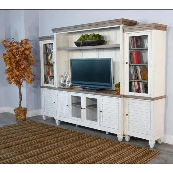 119" Entertainment Wall Unit Light TV Stand White