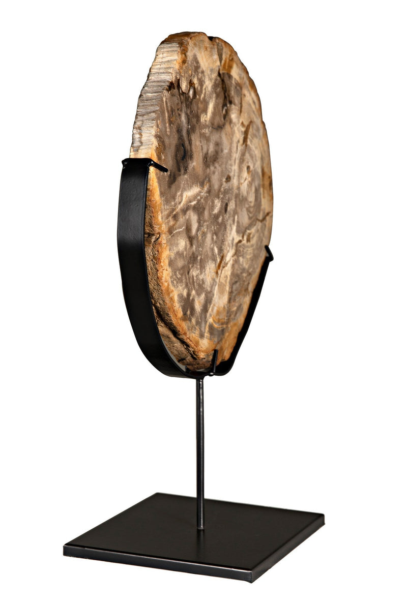 12" Wood Fossil with Stand Sculpture-Statues & Sculptures-Noir-LOOMLAN