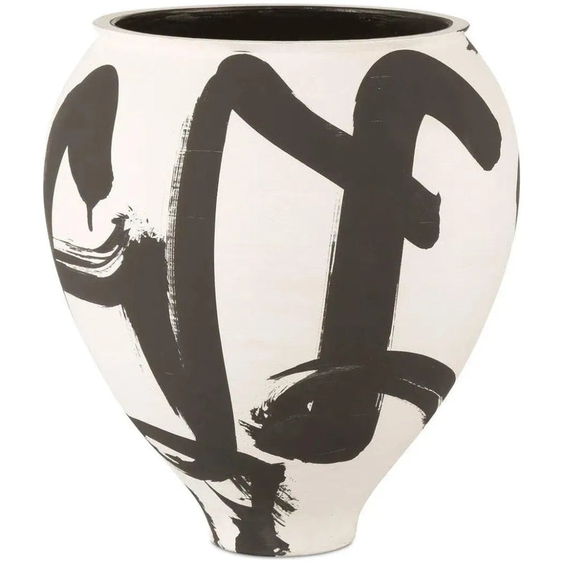 12.25 in. Kenzo Porcelain White Vase - LOOMLAN - Currey & Co - Vases & Jars