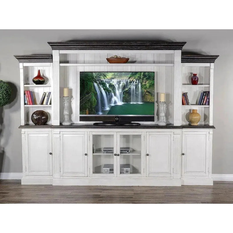 124" Entertainment Wall Unit TV Stand White