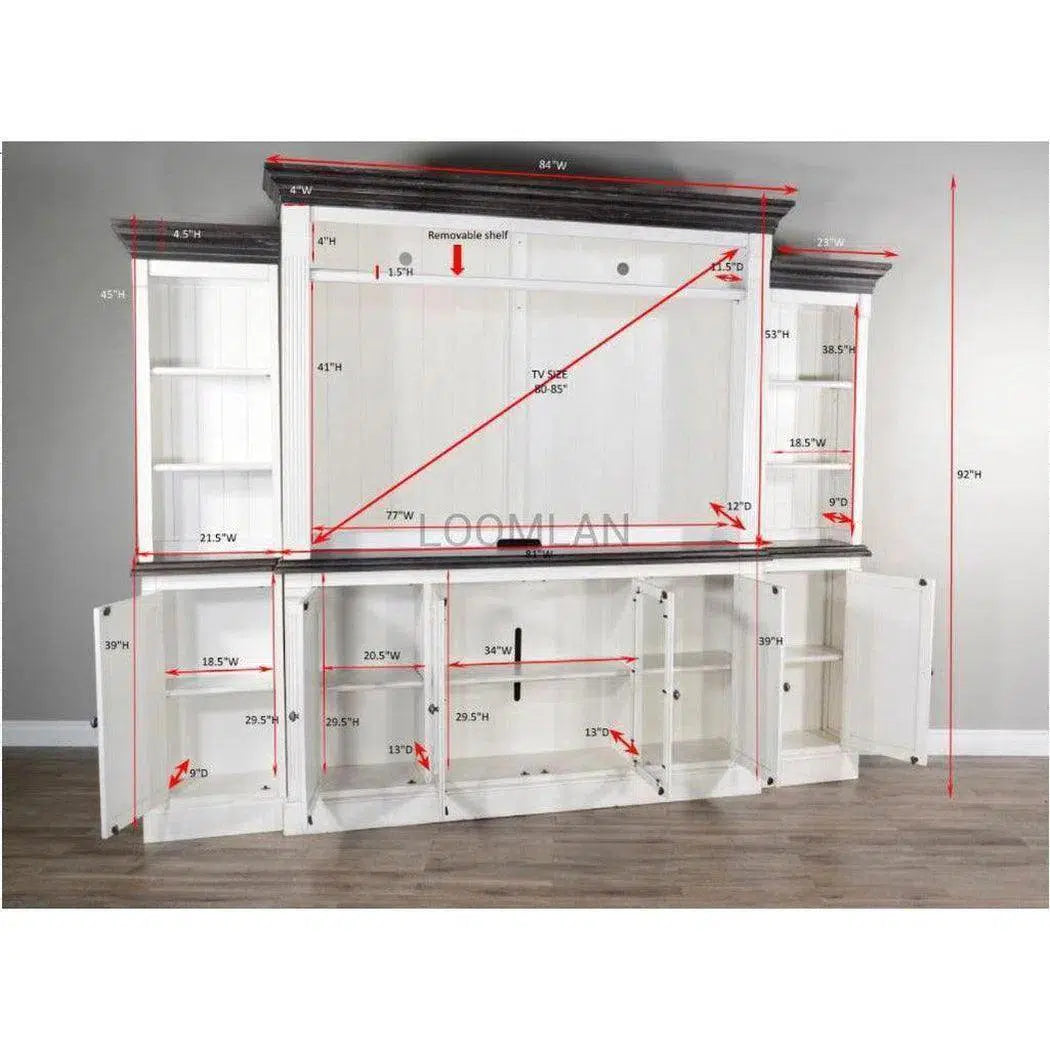 124" Entertainment Wall Unit TV Stand White