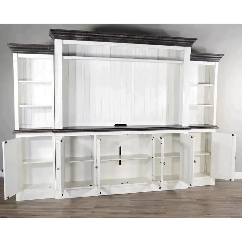 124" Entertainment Wall Unit TV Stand White