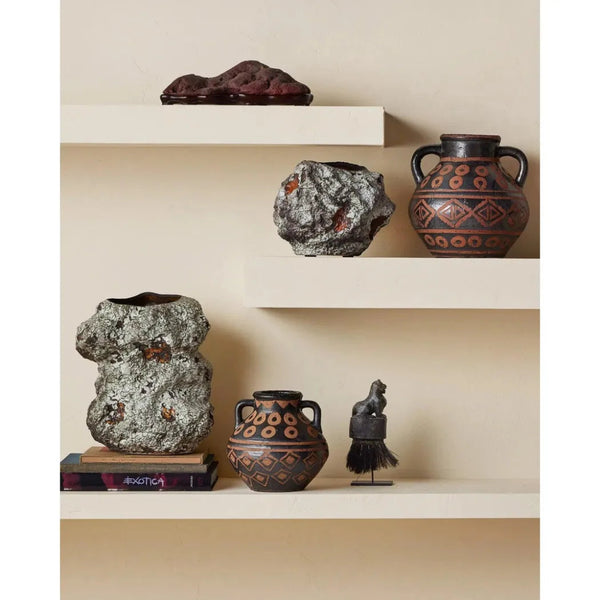12.75 in. Grotesque Porcelain Grey Vase - LOOMLAN - Currey & Co - Vases & Jars