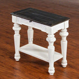 13" Narrow White and Distressed Black Wood Accent End Table Side Tables LOOMLAN By Sunny D