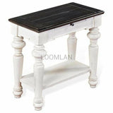 13" Narrow White and Distressed Black Wood Accent End Table Side Tables LOOMLAN By Sunny D