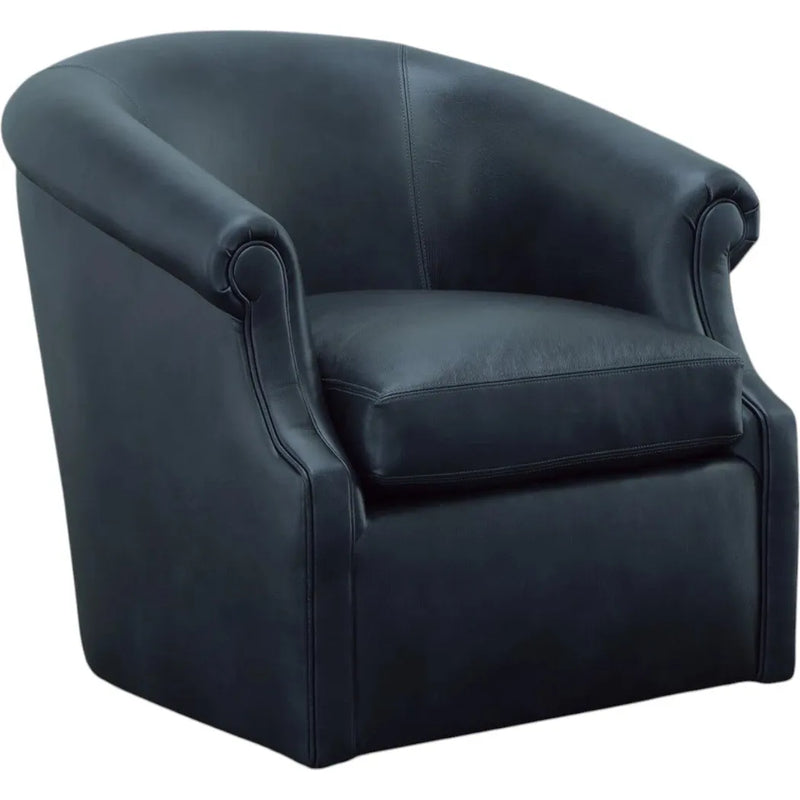 Black Leather Swivel Club Chair Seattle