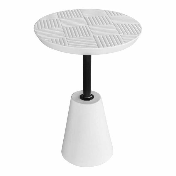 13.25 Inch Outdoor Accent Table White Contemporary Outdoor Side Tables LOOMLAN By Moe's Home