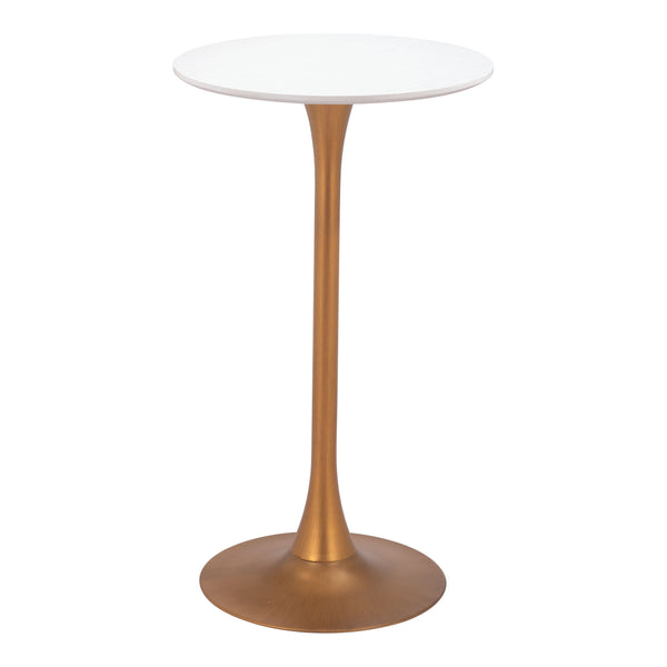 Auray White and Gold Round Bar Table