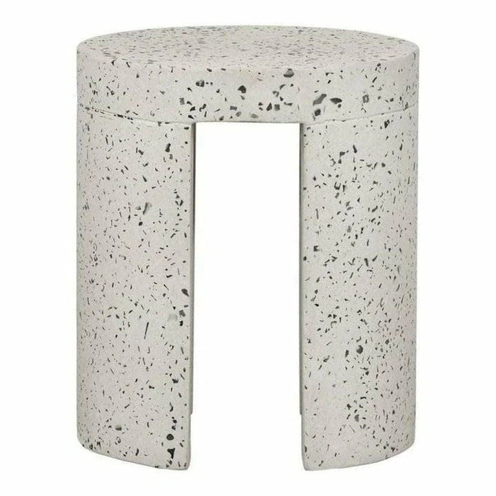 15 Inch Outdoor Stool White Contemporary-Garden Stools-Moe's Home-LOOMLAN
