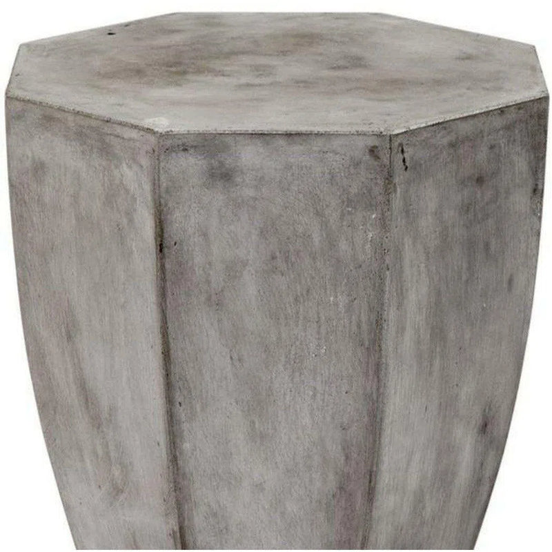 15" Octagon Round Concrete Grey Accent Side Table Side Tables LOOMLAN By Bassett Mirror