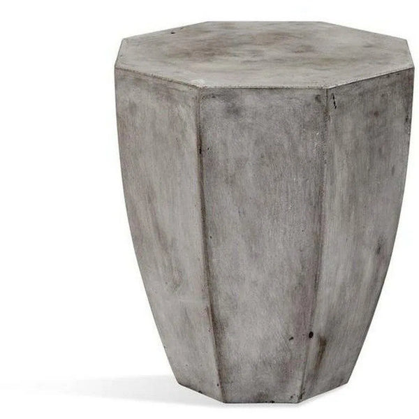 15" Octagon Round Concrete Grey Accent Side Table Side Tables LOOMLAN By Bassett Mirror