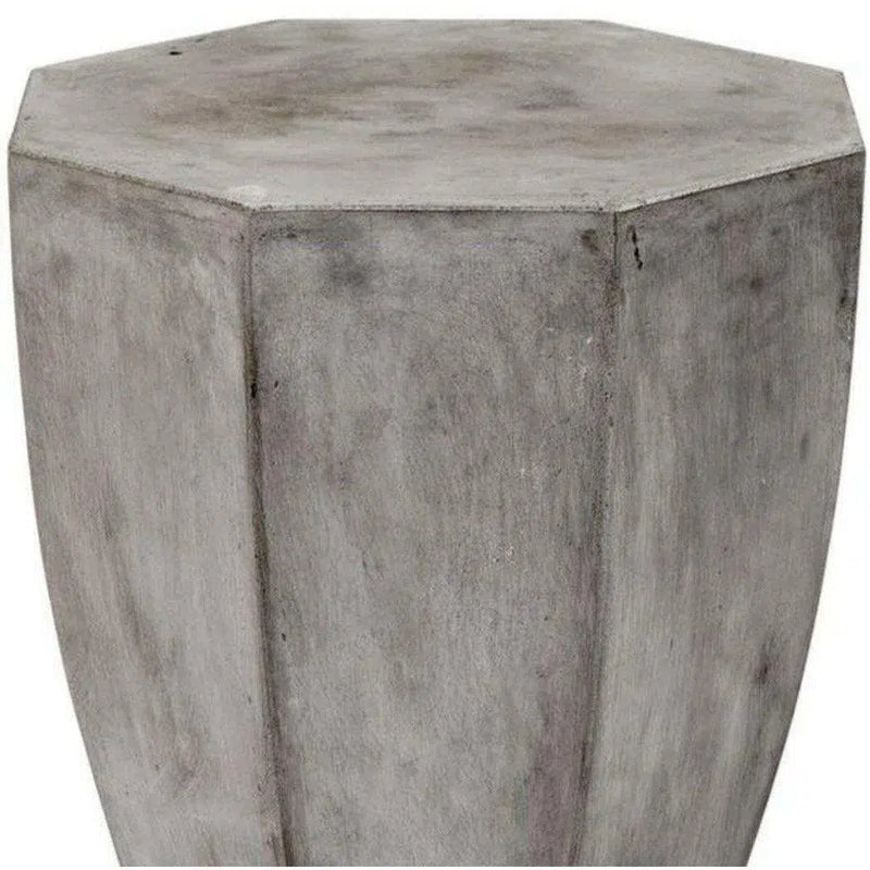 15" Octagon Round Concrete Grey Side Table