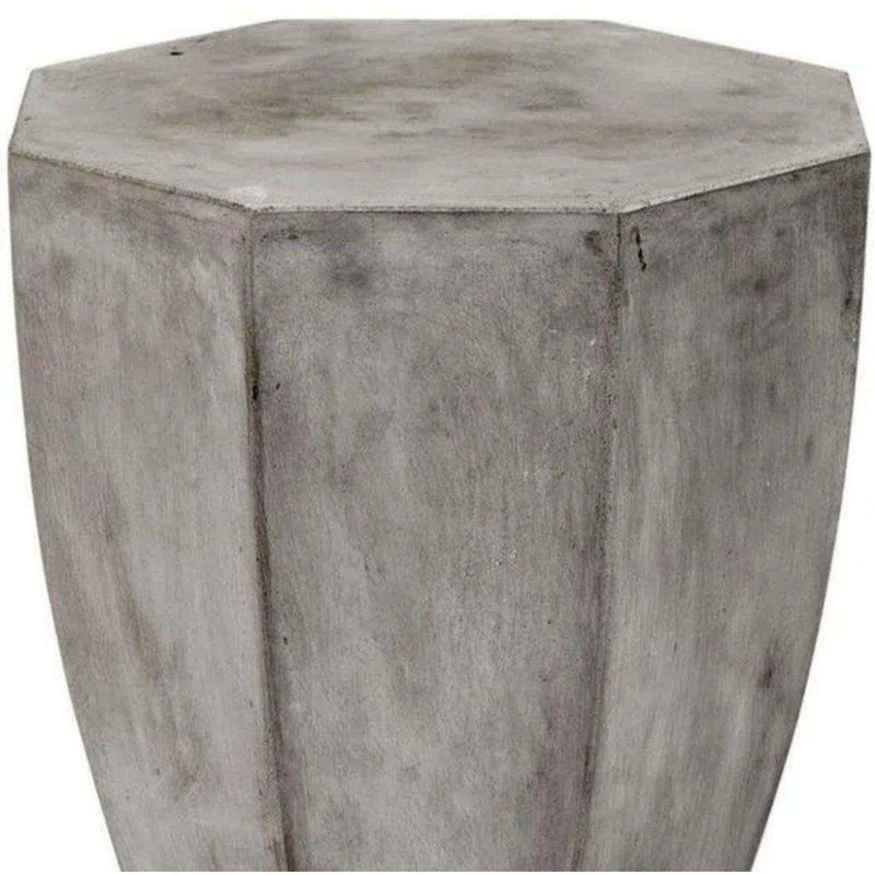 15" Octagon Round Concrete Grey Side Table - LOOMLAN - Bassett Mirror - Side Tables