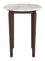 Vernon White Stone and Wood Round Bar Table