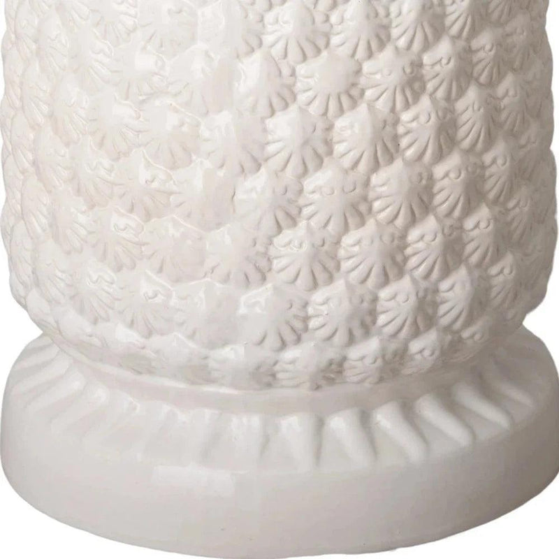 15.5 in. Pineapple White Ceramic Garden Stool