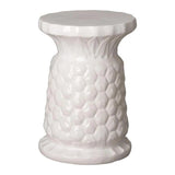 15.5 in. Pineapple White Ceramic Garden Stool