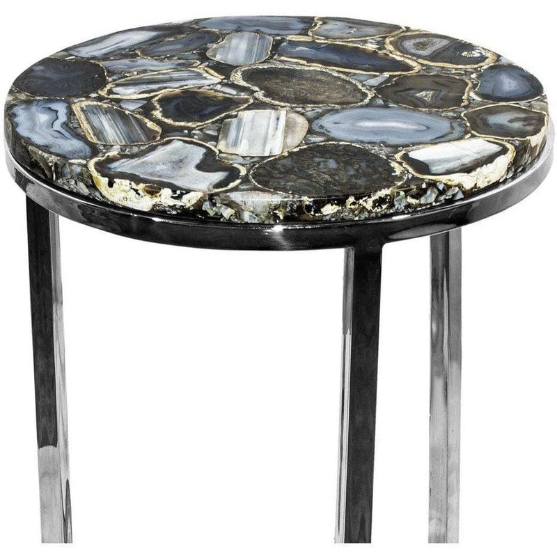 16 Inch Agate Accent Table Silver Contemporary Side Tables LOOMLAN By Moe's Home