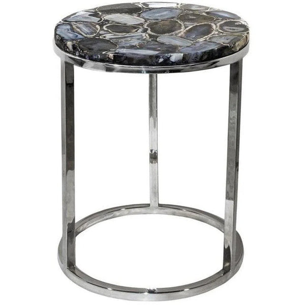 16 Inch Agate Accent Table Silver Contemporary Side Tables LOOMLAN By Moe's Home