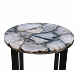 16 Inch Agate Accent Table White Contemporary Side Tables LOOMLAN By Moe's Home