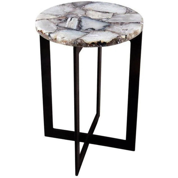 16 Inch Agate Accent Table White Contemporary Side Tables LOOMLAN By Moe's Home