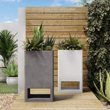 16 Inch Planter Concrete Grey Contemporary Outdoor Accessories LOOMLAN By Moe's Home
